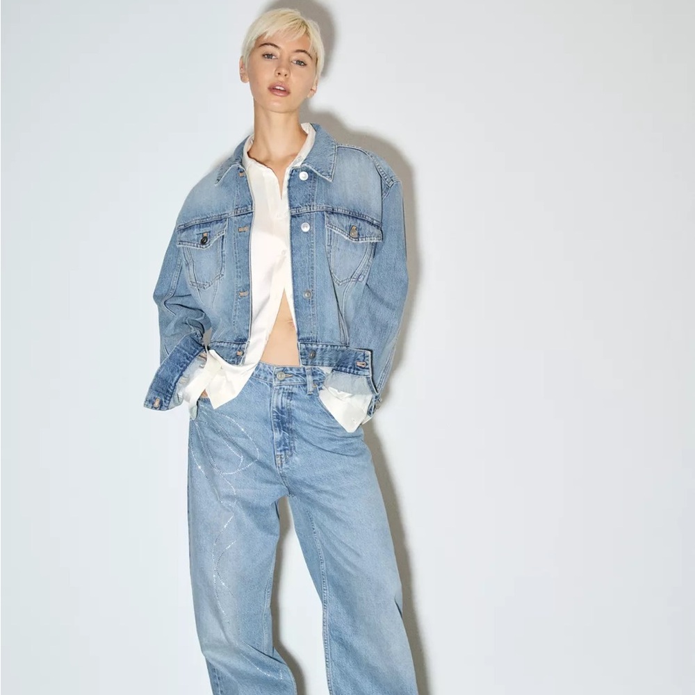 ZARA Denim Rhinestone Jacket